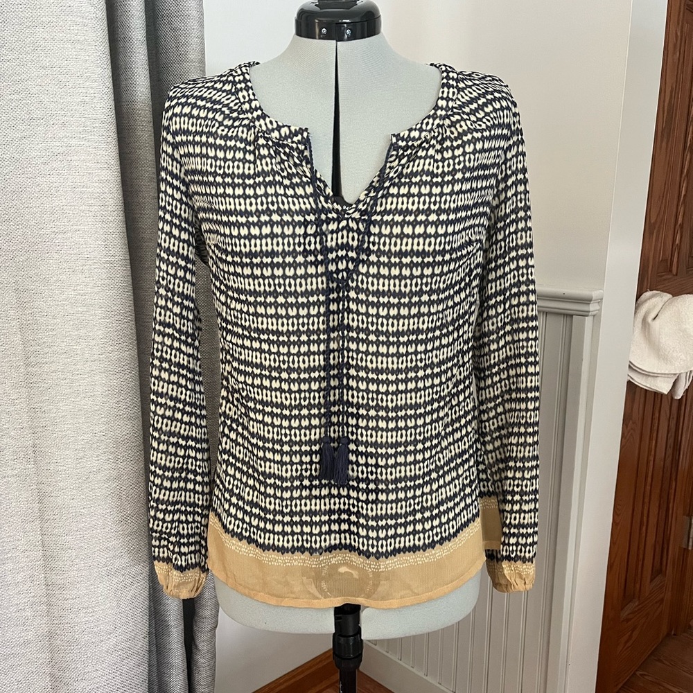 Long Sleeve Tie-Front Blouse